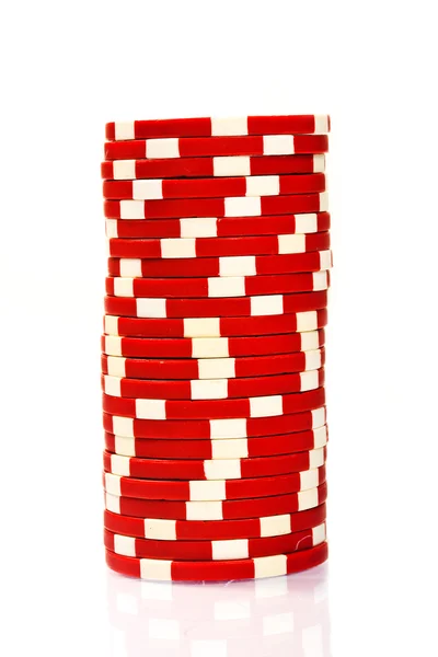 Pilhas Fichas Poker Fundo Branco — Fotografia de Stock