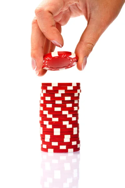 Stacks Poker Chips White Background — Stock Photo, Image