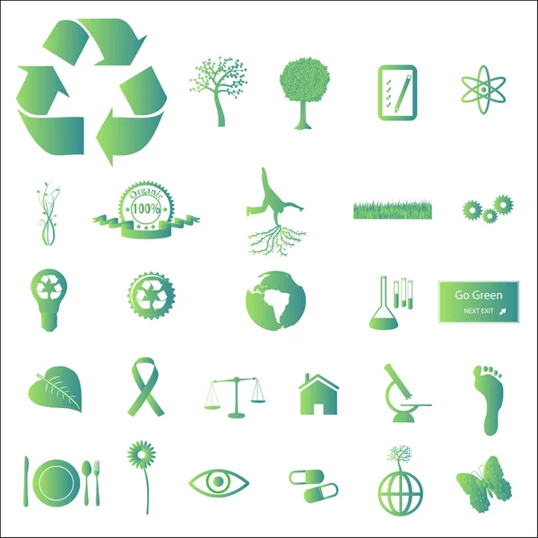 Зеленые эко-иконы — стоковый вектор