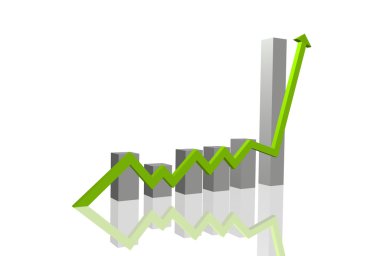 çubuk grafik ile yükselen bir 3d grafik görüntüsü.