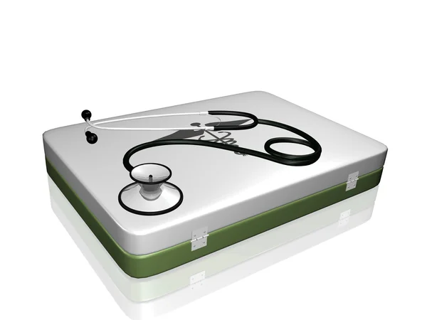 Stethoscope and Medical Kit — Stock Photo, Image