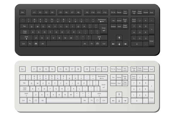 一个黑人和一个孤立在白色背景上的白色键盘的形象 — 图库矢量图片