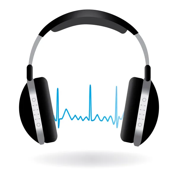 Image Headphones Soundwave Isolated White Background — Stock Vector