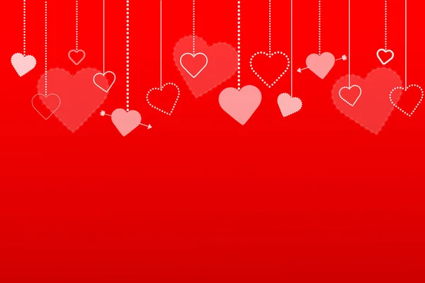Image Fond Rouge Coloré Avec Des Cœurs — Image vectorielle