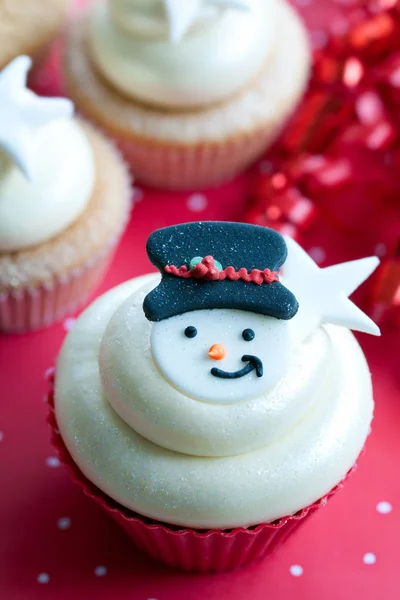 Snowman cupcake — Stock Photo, Image