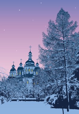 Winter evening clipart