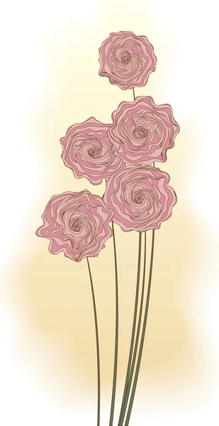 Stylisation Vectorielle Bouquet Décoratif Fleurs Roses — Image vectorielle