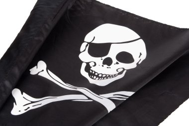 Kara korsan bayrağı ile kafatası ve kemiklerin