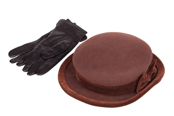 Chapéu feminino e luvas — Fotografia de Stock