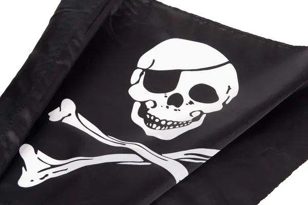 stock image Black pirate flag with a skull and crossbones