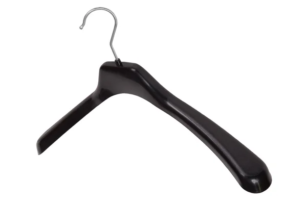 Clothes Hanger Black Plastic Lying White Background — Stock Photo, Image
