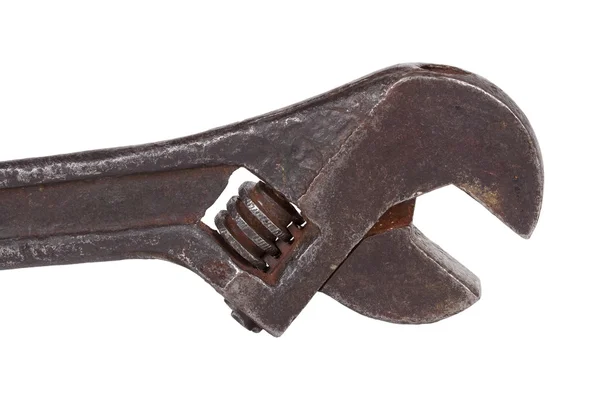 Beyaz Zemin Üzerine Eski Metal Ayarlanabilir Anahtarı — Stok fotoğraf