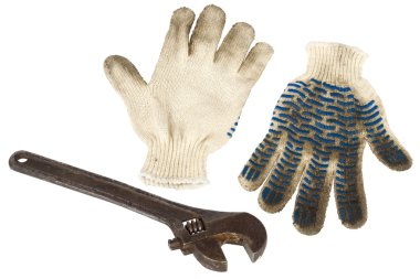 Wrench and work gloves clipart