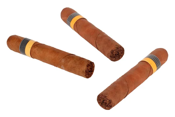 Cigarro Grande Fragante Acostado Sobre Fondo Blanco —  Fotos de Stock
