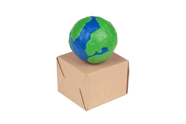 Carton Modèle Globe Sur Fond Blanc — Photo