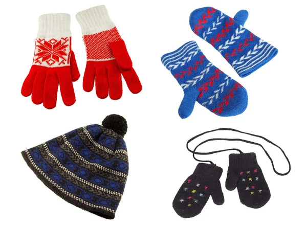 Knitted gloves and hat — Stock Photo, Image