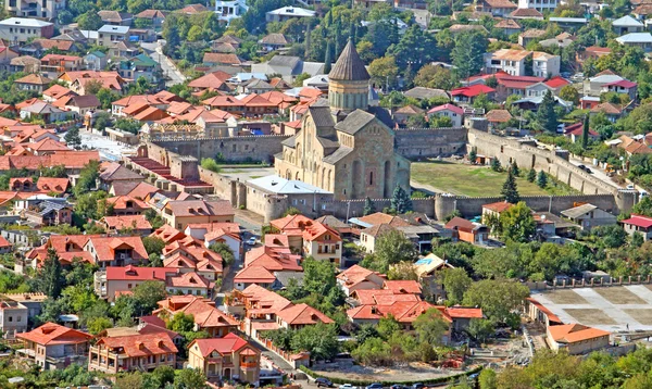 De weergave van svetitskhoveli kathedraal in Mtscheta, Georgië Stockfoto