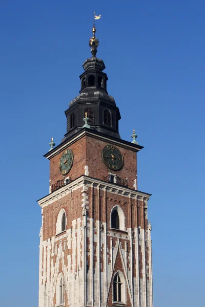 Câmara Municipal Com Relógio Cracóvia Polônia — Fotografia de Stock