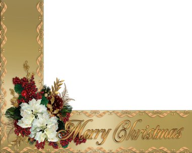 Christmas border gold ribbons clipart