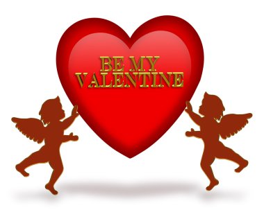 Valentines day heart and cupids clipart