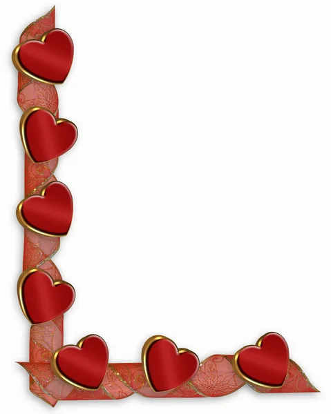 Sevgililer günü kalpleri ve şeritler — Stok fotoğraf