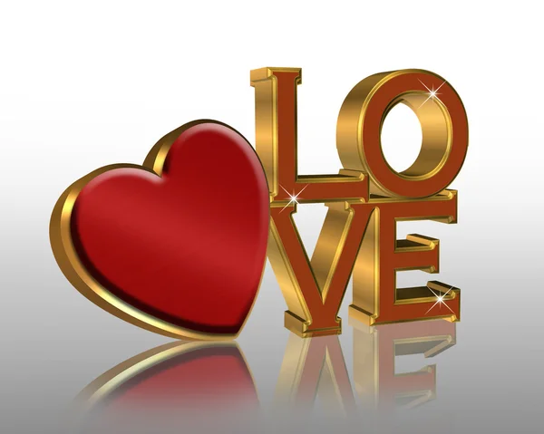 Αγίου Βαλεντίνου Γραφικό Κόκκινη Καρδιά Και Λέξη Αγάπη Για Ευχετήρια — Φωτογραφία Αρχείου