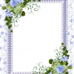 Blue flowers border gingham ribbons — Stock Photo © Irisangel #3179498