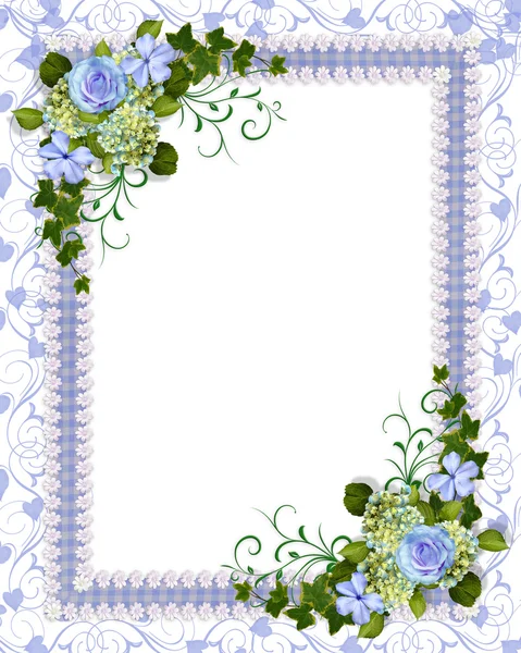 Blue floral invitation template — Stock Photo, Image