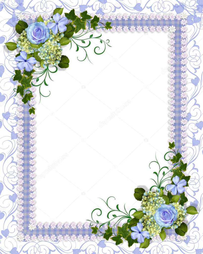 Blue floral invitation template