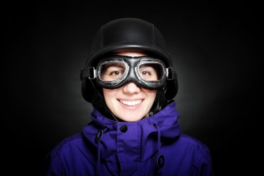 Girl with helmet and goggles clipart