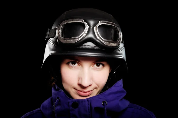 Girl with helmet and goggles — Stock Photo, Image