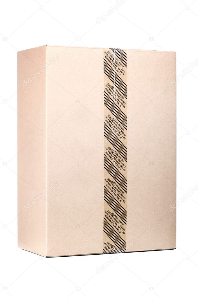 Classic sealed cardboard isolated on white background
