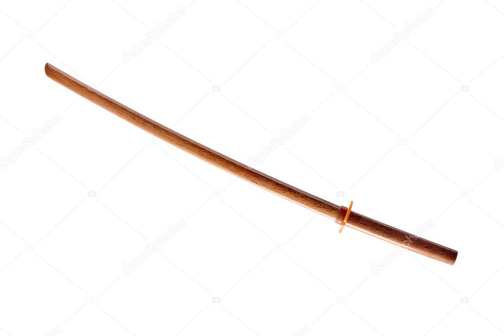 Kendo weapon: wooden bokken isolated on white background