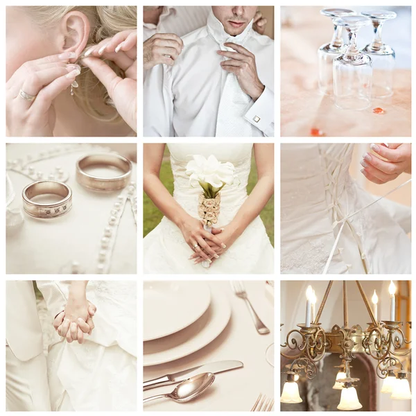 Collage of nine wedding photos — Stock Photo, Image