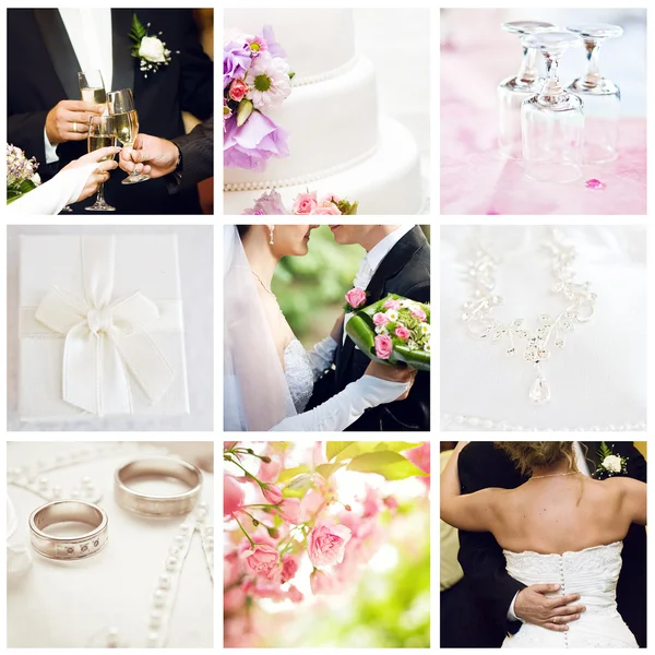 Collage of nine wedding photos — Stock Photo, Image