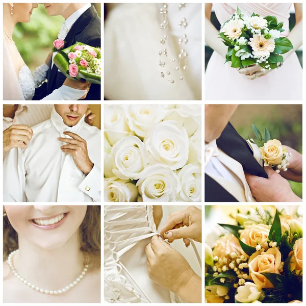 Kilenc esküvői fotó kollázs — Stock Fotó
