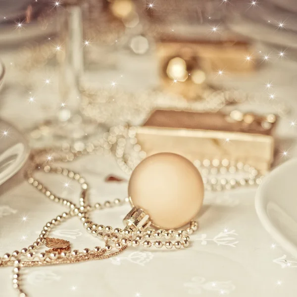 Piękny złoty Nakrycie na Boże Narodzenie — Zdjęcie stockowe