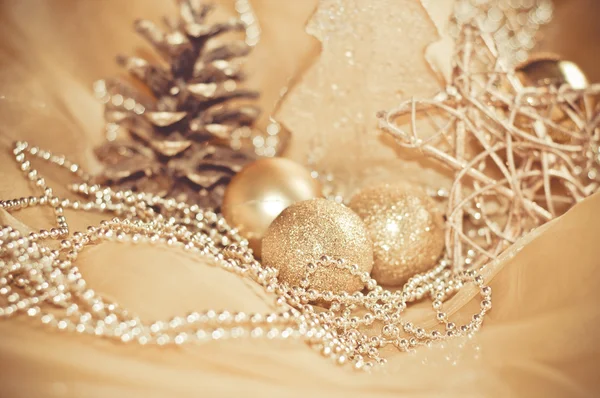 Decorative gold christmas ornament — Stock Photo, Image