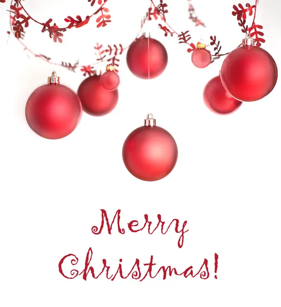 Christmas balls hanging on white background — Stock Photo, Image