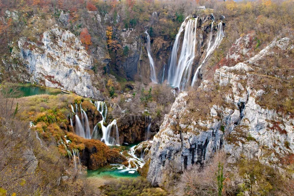 Национальный Парк Плитвицкие Озера Хорватия Осенний Пейзаж Яркими Красками — стоковое фото