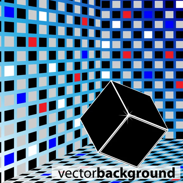 Mosaïque chambre avec cube — Image vectorielle