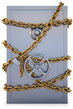 Safe and chain clipart