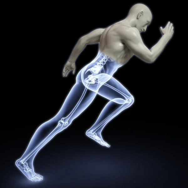 Тело Человека Бегущего Рентгеном Изолированные Черном — стоковое фото