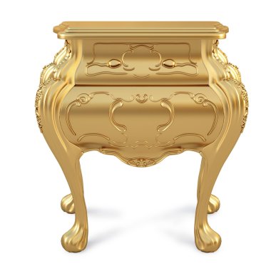 beautiful golden nightstand. isolated on white. clipart