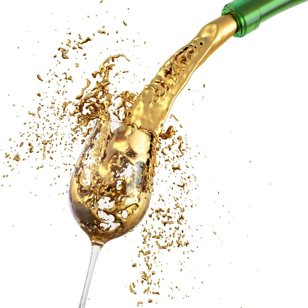 stock image molted gold poured in a glass isolated on a white background. with clipping path.