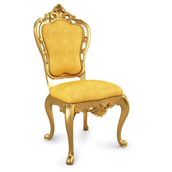 Cadeira Dourada Com Pele Amarela Isolado Branco Com Caminho Recorte — Fotografia de Stock