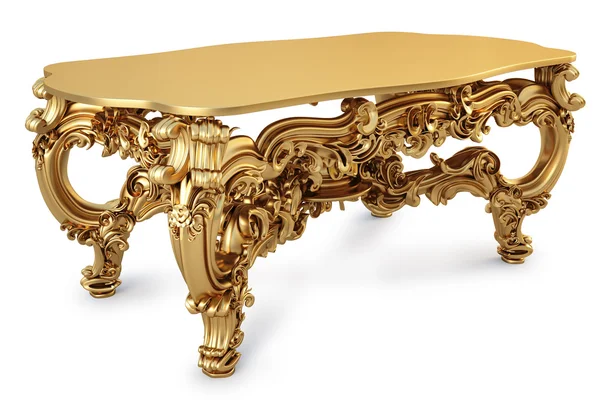 黄金の古典的なテーブル 白で隔離されてる クリッピングパスで — ストック写真