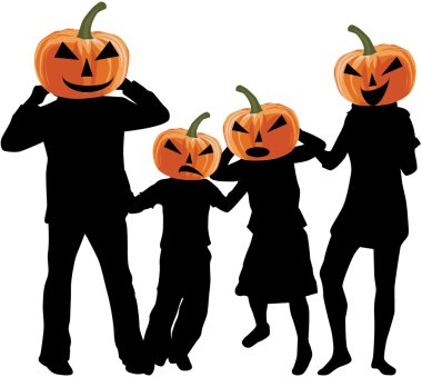 Halloween - silhouette of a family clipart