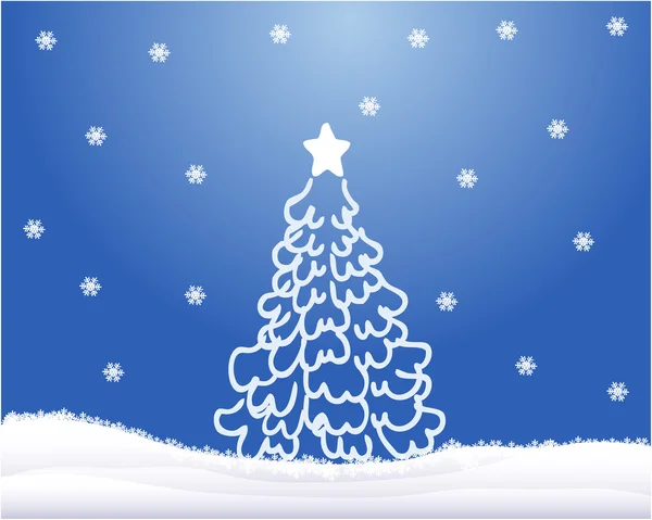 Albero di Natale, sfondo blu — Vettoriale Stock