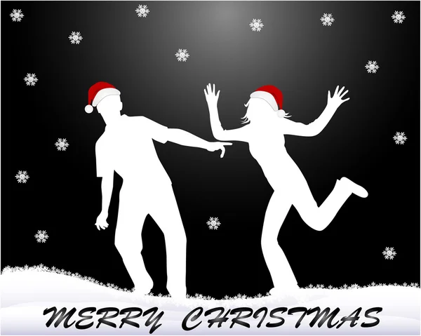 MERRY CHRISTMAS - silhouettes blanches — Image vectorielle